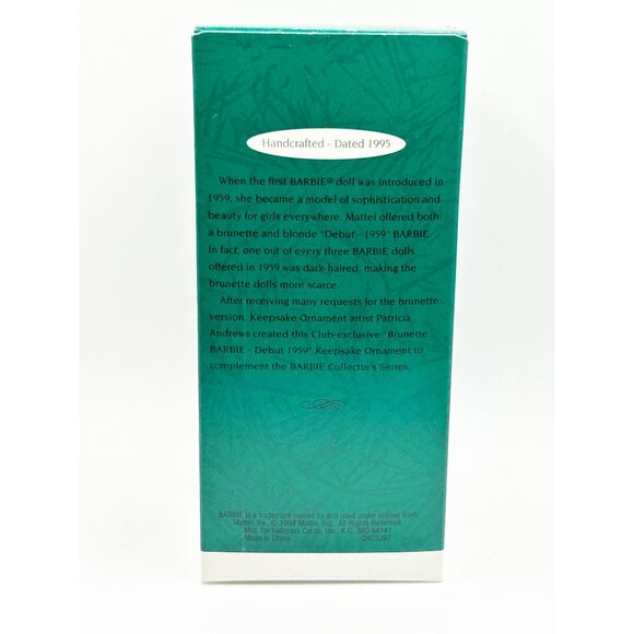 Hallmark Keepsake Ornament Club Exclusive Brunette Debut Barbie 1959 - Picture 3 of 5